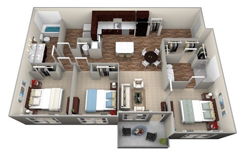 bedroom floor plan an in 3d